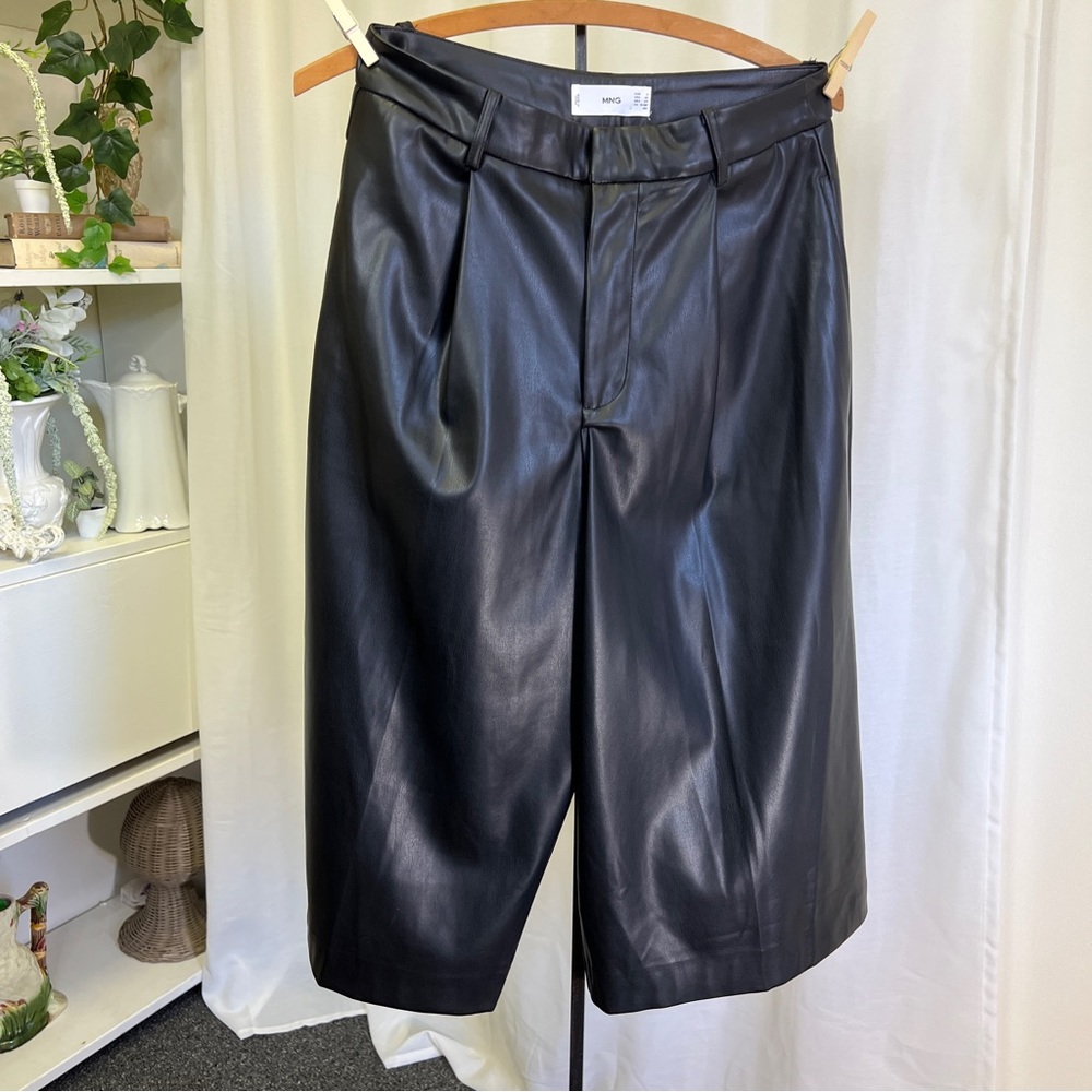 Mango Black Faux-Leather Gaucho Pants - Picture 5 of 16